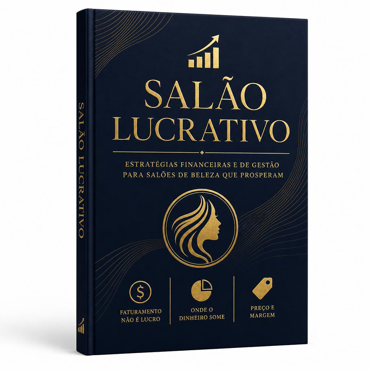 Ebook Salão Lucrativo em capa azul-marinho com detalhe dourado